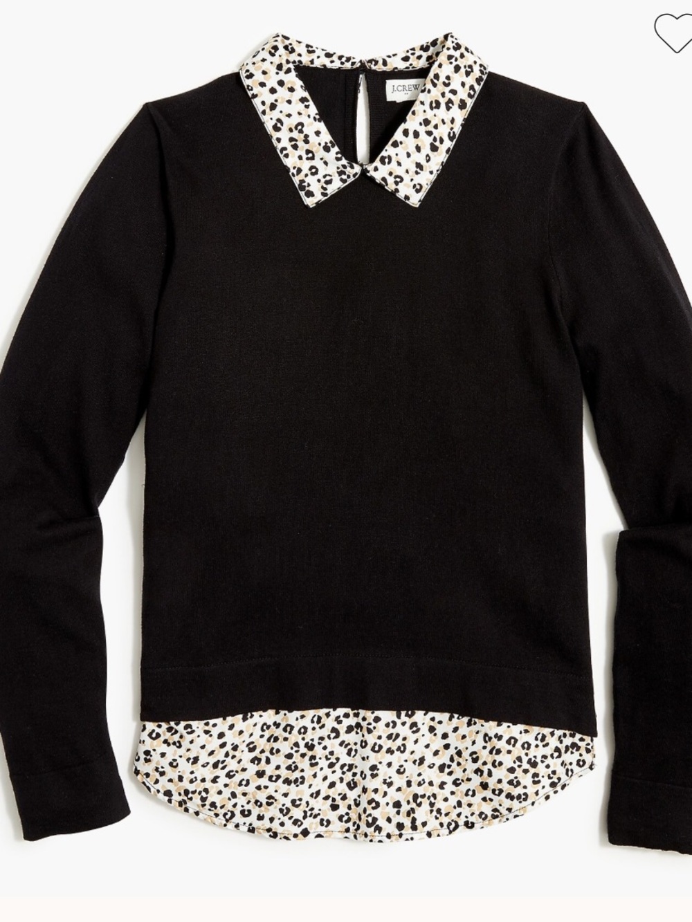 J. Crew Factory Lightweight black leopard  layered look Woven Collar sweater top